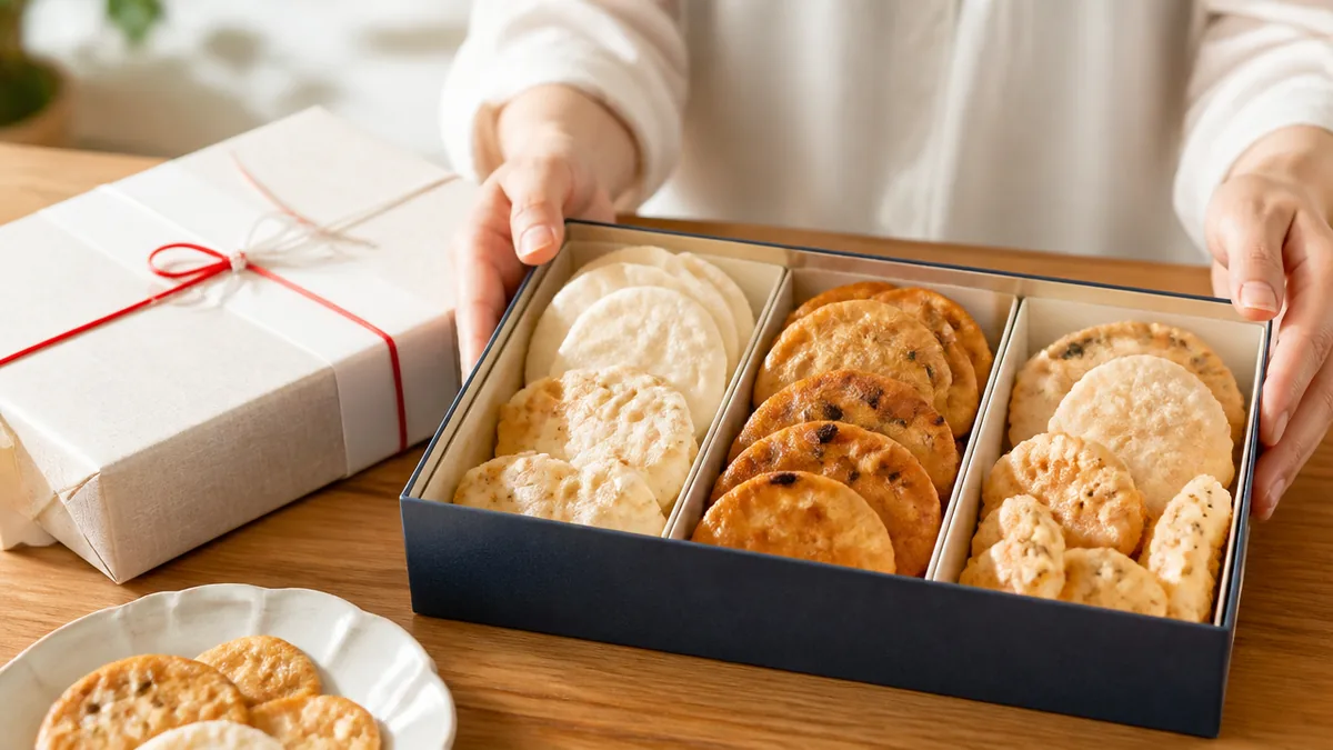 手土産の煎餅は、うるち米・もち米・小麦粉で別の菓子になるの解説画像