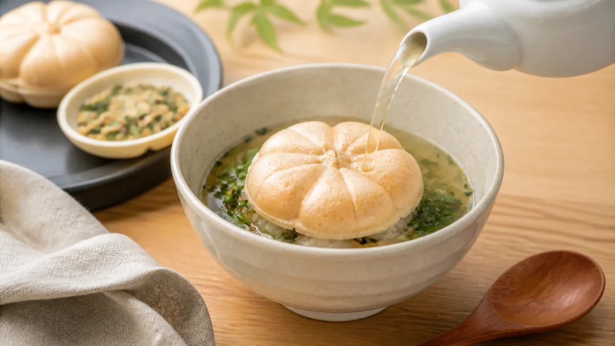 お茶漬最中とは何か、最中の皮ごと食べる一杯の仕組みの解説画像